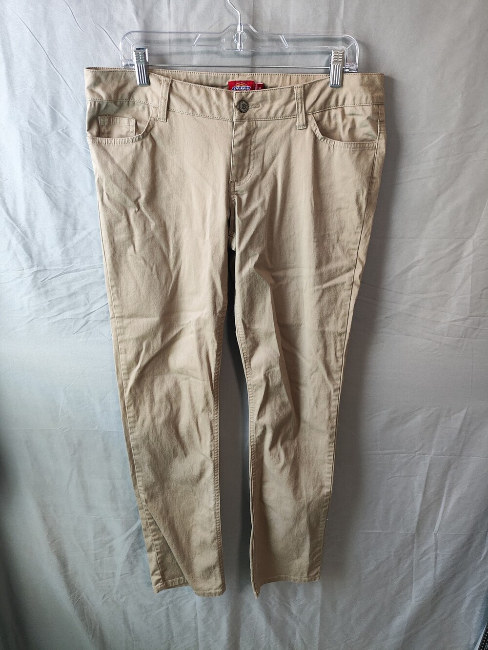 Dickies Pants Womens 15 Khaki Beige Slim Fit Stretch Casual Skinny Chino HH164